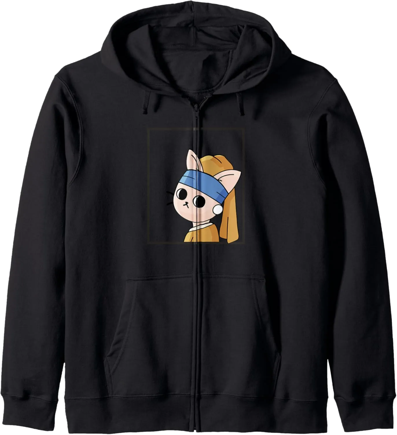 | The little cat with a pearl Zip Hoodie
