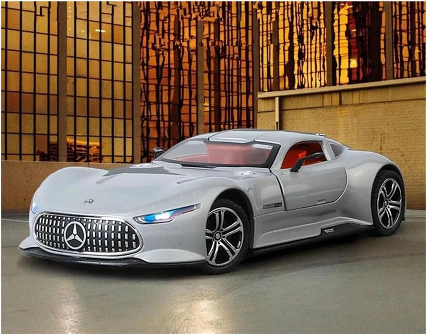 1 24 for Benz Vision GT Alloy Concept Sports Car Model Diecast Metal Racing Car Vehicles Model Sound Light Scale Vehicles Toys(Matter Black)