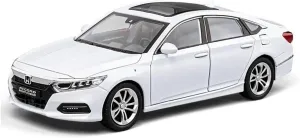 1 24 for Honda Accord Alloy Miniature Car Diecast Metal Scale Car Model Sound Light Simulation Collections Toy Simulation Vehicle Playset(White)