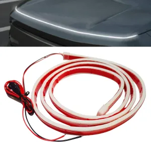 1 Pcs Car Led Hood Light Strip Flexible Waterproof Through-Type Gap Light Guide Strip Center Grille Led Light Strip Scanning Lights for Car, SUV,Truck (70 Inches White)