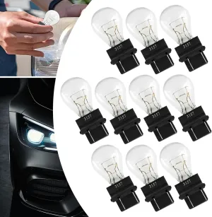 10 PCS Car 3157 Halogen Brake Light Bulb Lamp, Quartz Glass 12V Waterproof Super Bright Reversing Tail Light, Lighting Replacement Accessories, for Most Car Models (White)