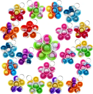 100 Packs Flower Mini Pop Fidget, Autism Special Needs Squeeze Sensory Party Favors Gift for Family, Adult and Kids