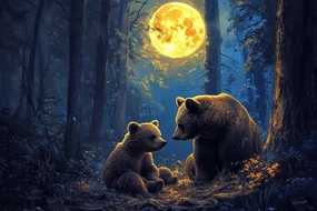 1000 Pieces Adult Jigsaw PuzzleMoonlight Forest|Challenging Fun Jigsaw Activity - Two Brown Bears|Great Gift for Animal Lovers
