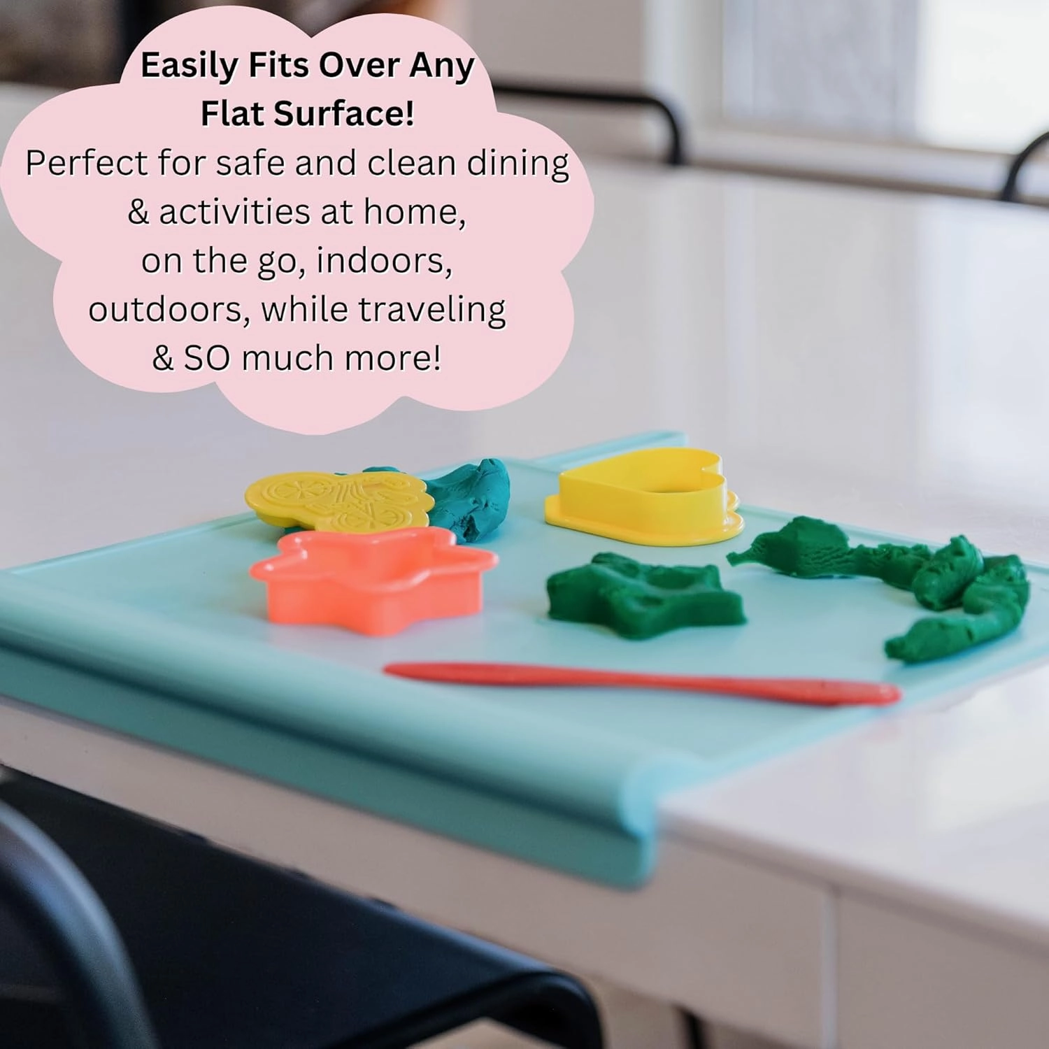 100% Silicone Placemat with Teething Edge Bumper/Spill Stopper | Dishwasher Safe, Travel Ready Non-Slip Suction Activity Mat for Infants, Babies, Toddlers, Children, Kids (Ballet Pink)