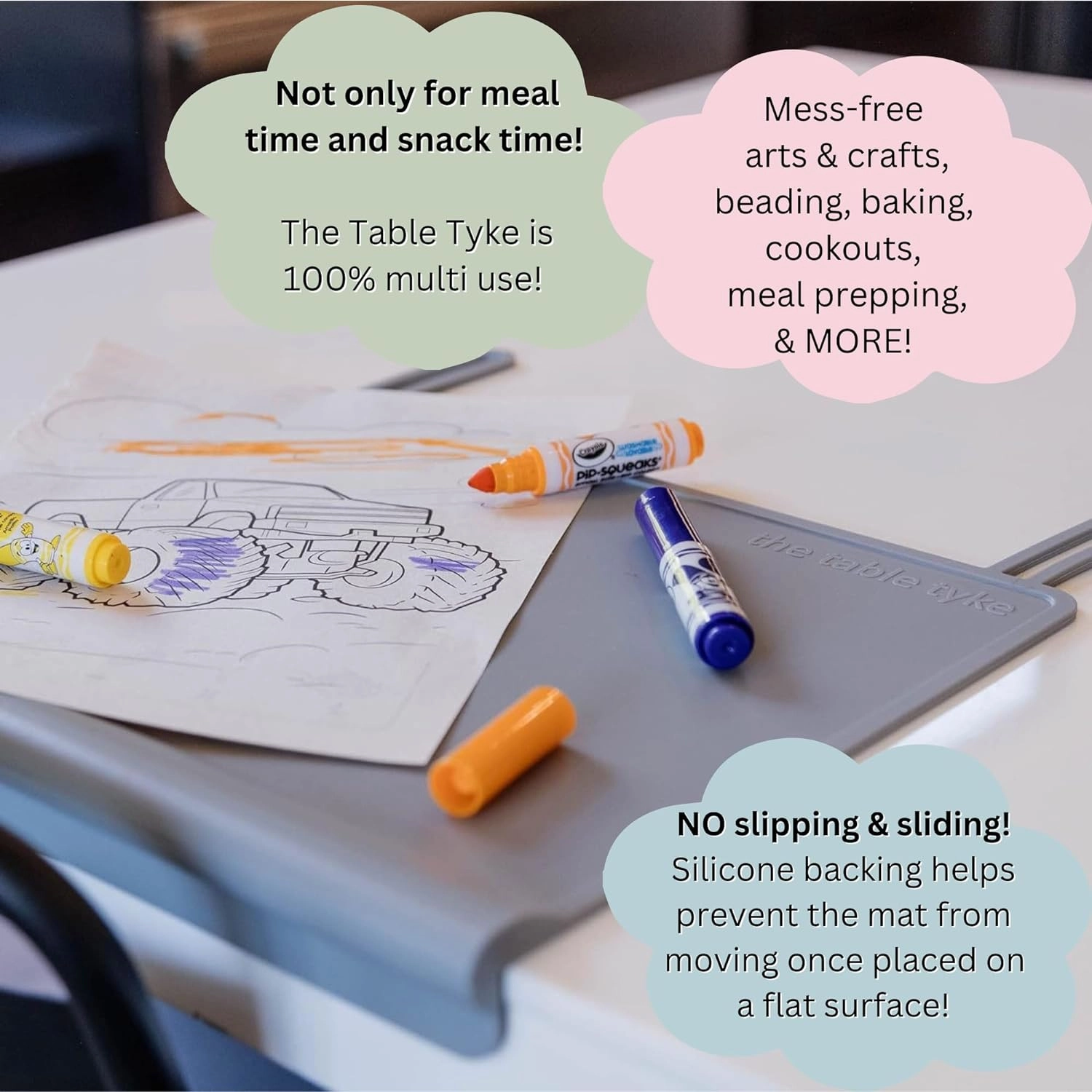 100% Silicone Placemat with Teething Edge Bumper/Spill Stopper | Dishwasher Safe, Travel Ready Non-Slip Suction Activity Mat for Infants, Babies, Toddlers, Children, Kids (Ballet Pink)