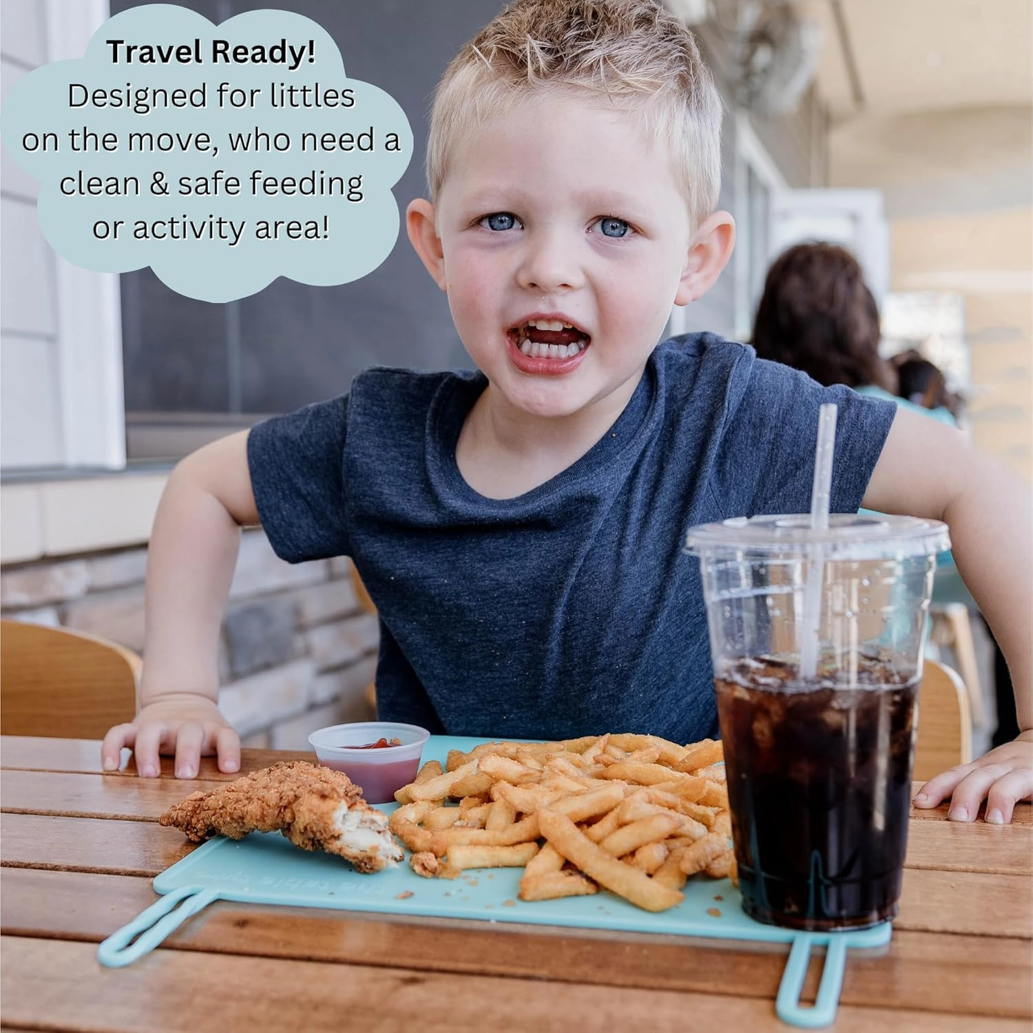 100% Silicone Placemat with Teething Edge Bumper/Spill Stopper | Dishwasher Safe, Travel Ready Non-Slip Suction Activity Mat for Infants, Babies, Toddlers, Children, Kids (Ballet Pink)