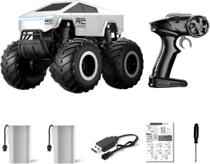 1:16 Remote Control Monster Truck - Waterproof RC Car for Kids, 2.4GHz Off-Road Cybertruck Toy with 360° Stunts, All-Terrain 4WD, LED Headlights - Gift for Boys & Girls (8  Years)