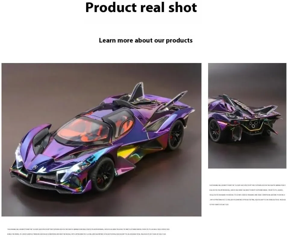 1:24 for Alloy Model Sports Car Racing Children's Toy Simulation Car Ornaments Boys Present(Purple)