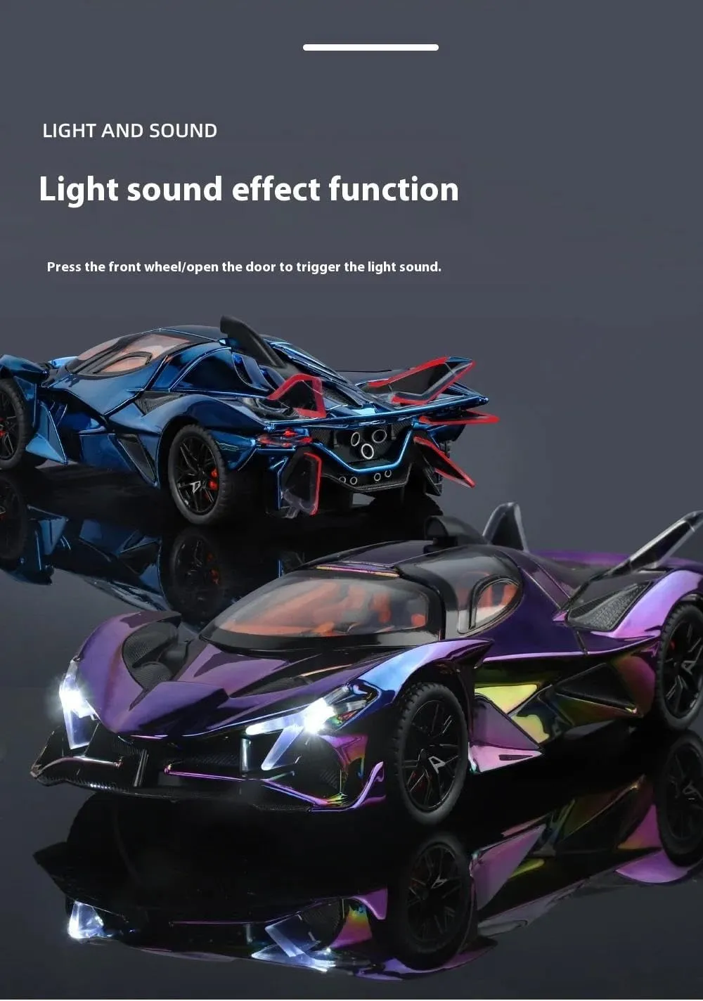 1:24 for Alloy Model Sports Car Racing Children's Toy Simulation Car Ornaments Boys Present(Purple)