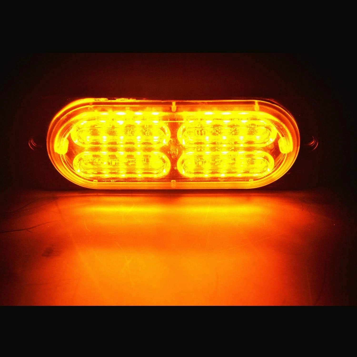 12-24V 20-LED Super Bright Emergency Warning Caution Hazard Construction Waterproof Amber Strobe Light Bar with 32 Different Flashing for Car Truck SUV Van - 4PCS (Amber)
