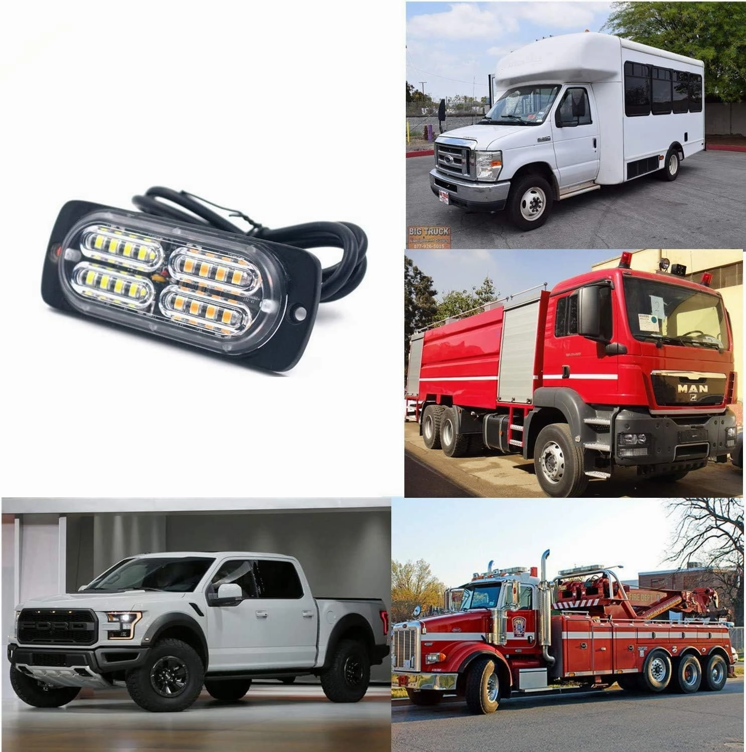 12-24V 20-LED Super Bright Emergency Warning Caution Hazard Construction Waterproof Amber Strobe Light Bar with 32 Different Flashing for Car Truck SUV Van - 4PCS (Amber)