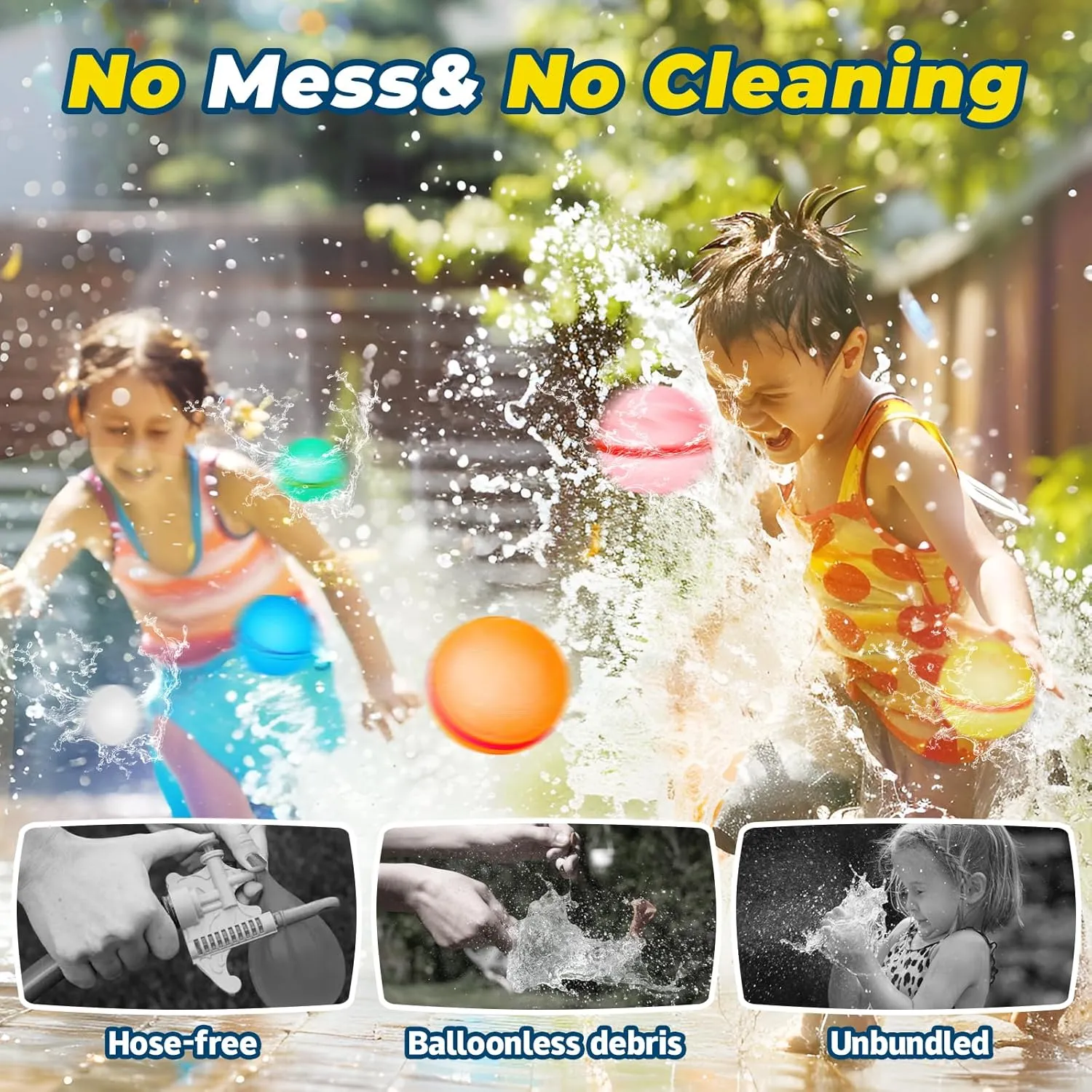 12Pcs Reusable Water Balloons, Magnetic Water Balls Quick Fill, Self-Sealing Water Fight Toys for Kids Outdoor Games, Summer Pool Beach Party Fun