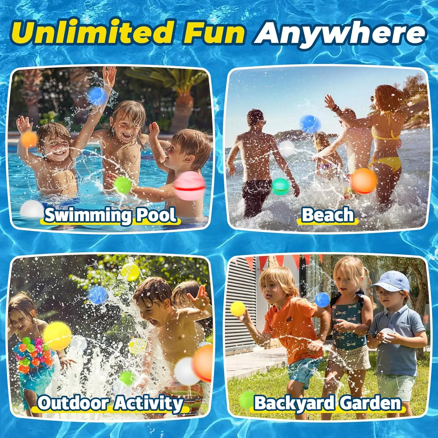 12Pcs Reusable Water Balloons, Magnetic Water Balls Quick Fill, Self-Sealing Water Fight Toys for Kids Outdoor Games, Summer Pool Beach Party Fun