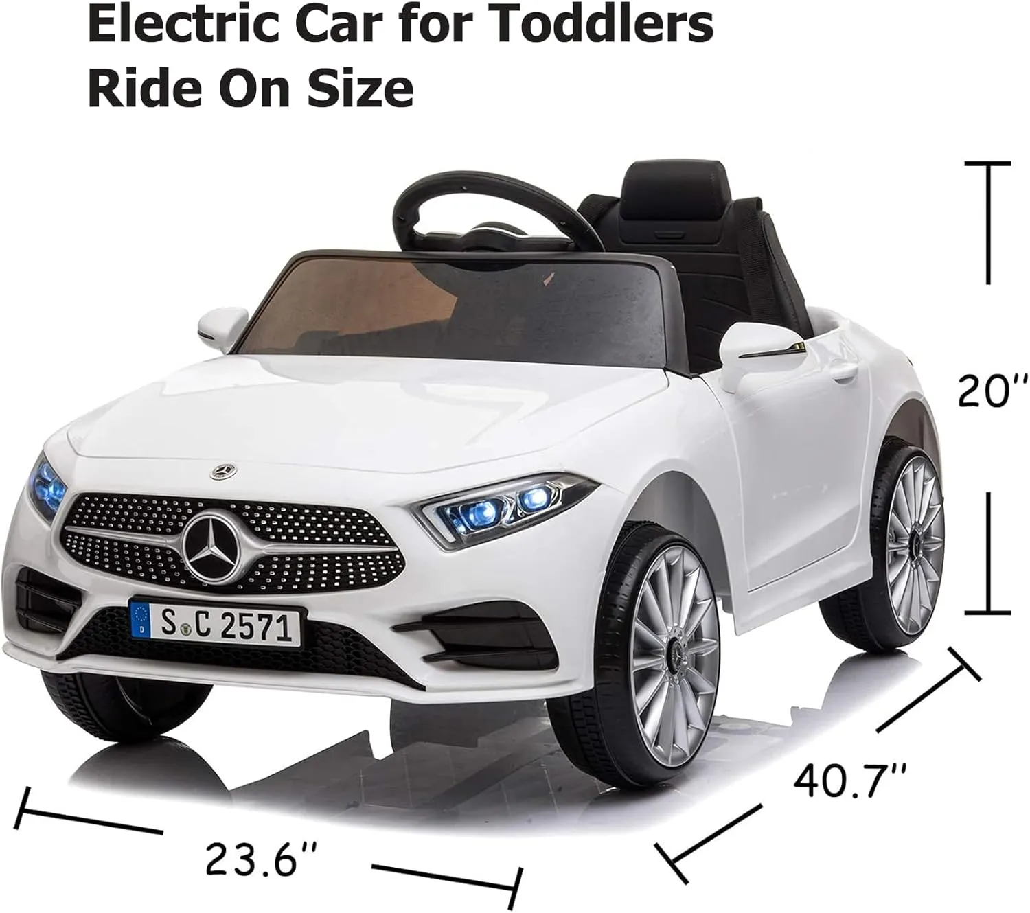 12v Battery Kids Ride on Electric Vehicles Cars Power Wheel Toy Mini Car for Age 1-6 Toddler Baby to Drive with Steering Remote Control Mercedes Benz Kid Car for Boys Girls (White)