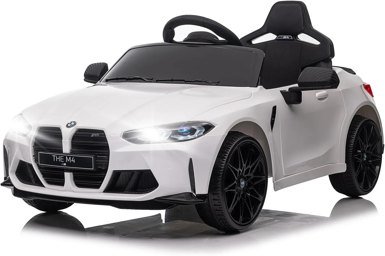 12v Kids Ride on Toy Car Authorized by BMW M4, Kids Electric Car W/Parents Remote Control, Three Speed Adjustable, USB, MP3, Bluetooth, Led Light, Ride On Car for Boy & Girl Ages 3-8, White