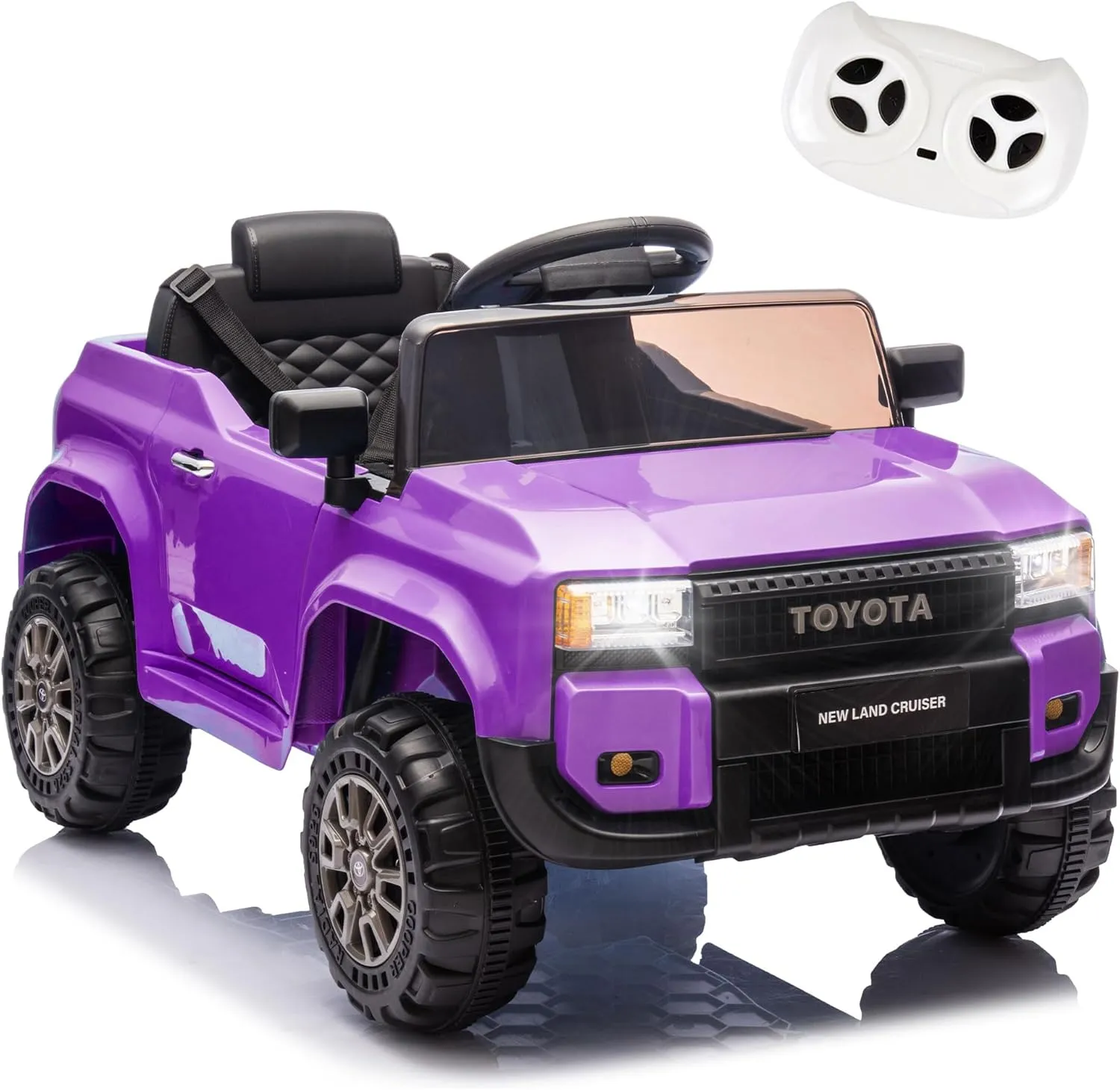 12V Kids Ride On Truck Car, Electric Car Toy with Four-Wheel Suspension, 12 Volt Battery Powered Cars for Children, Parent Remote Control, LED Lights, Bluetooth, Music, 2.49MPH Max Speed-Purple