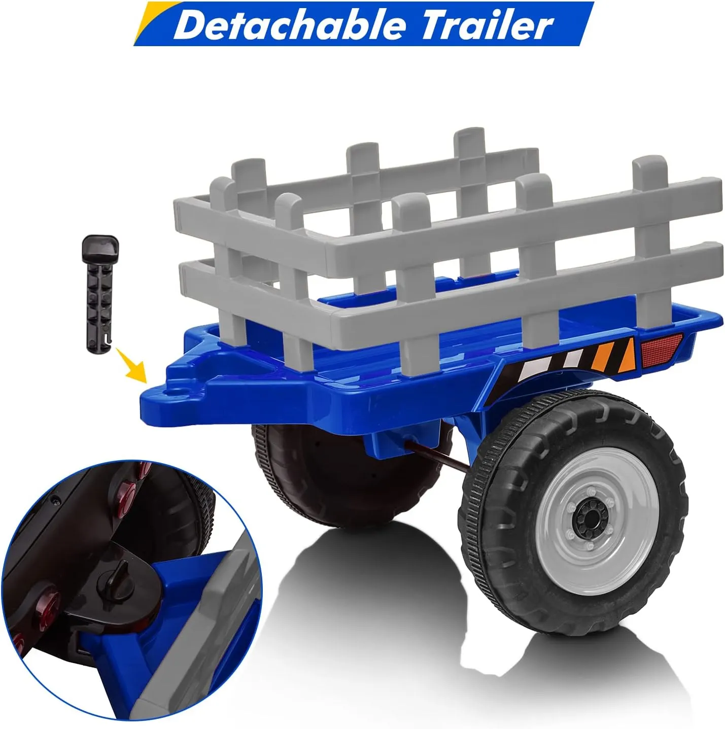 12V Ride on Tractor with Trailer and Remote Control,Toddler Kids Electric Vehicle Car with LED Headlights,2 1 Gear Shift,MP3 Player,USB,Speed Up to 5mph (25W,Tread Tire,Blue)