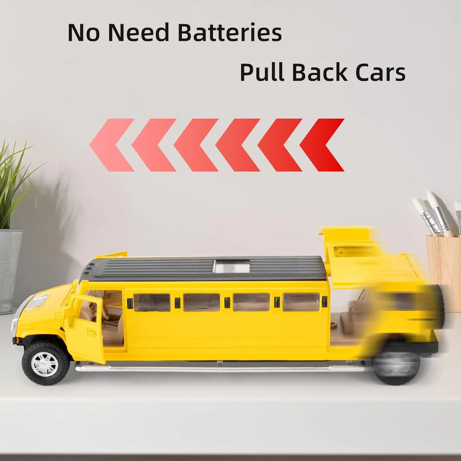 1/32 Hummer H2 Car Model, Diecast Car Toy with Sound and Light, Alloy Stretch Limousine Pull Back Toy Vehicle for Adult Kids Boys Girls (Yellow)