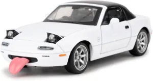 1/32 Mazda Miata MX-5 Alloy Model Car, Toy Car with Pullback, Removable Top, Blinking Lights, Toy Car with Sound and Bright Lights, Collectible Grade Gift for Kids (White)