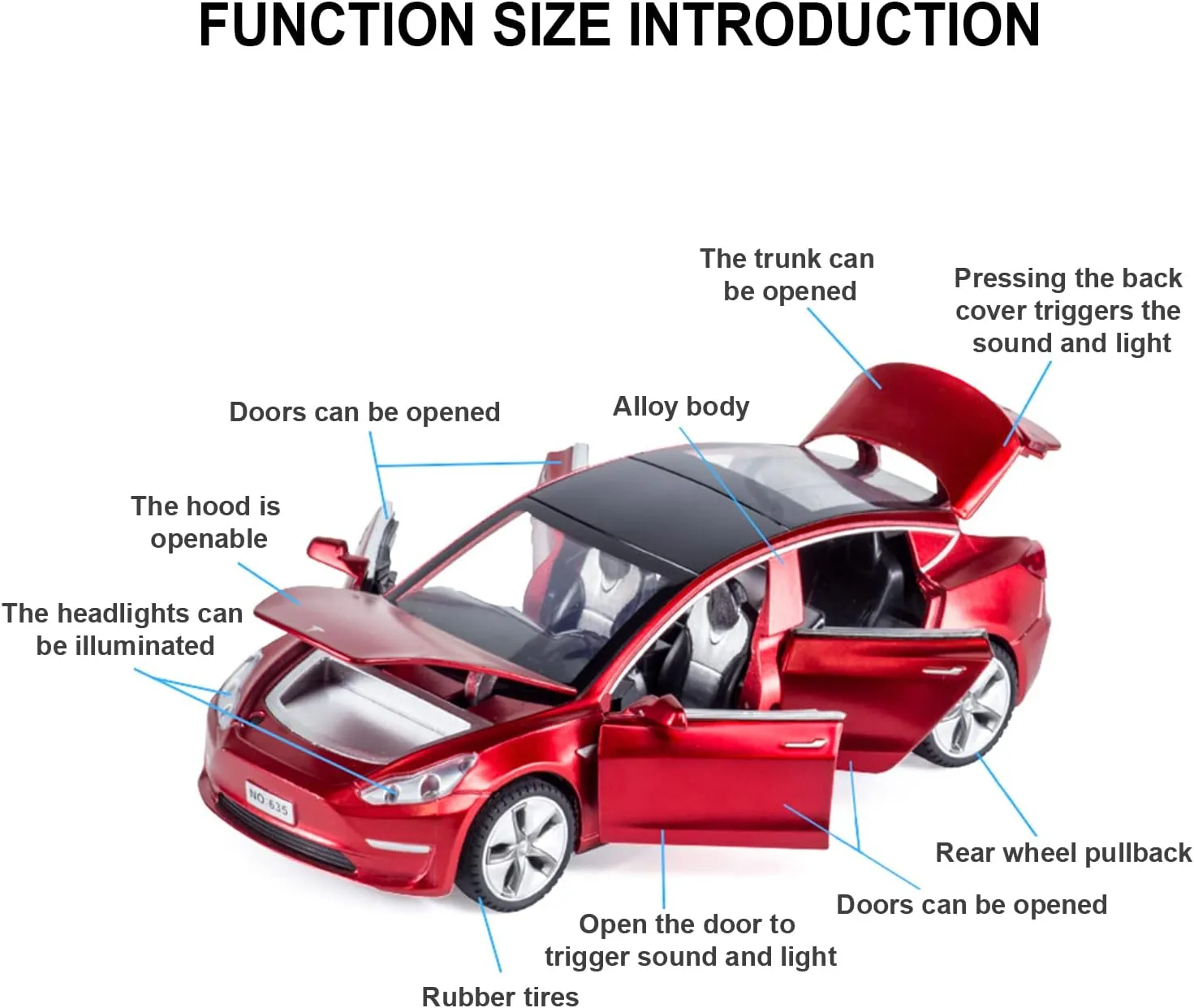 1/32 Scale Diecast Car Model, Pull Back Vehicles Toy Car with Sound and Light, Zinc Alloy Toy Car for Collectors & Boys or Girls 3  Years Old (Model 3 -Red)
