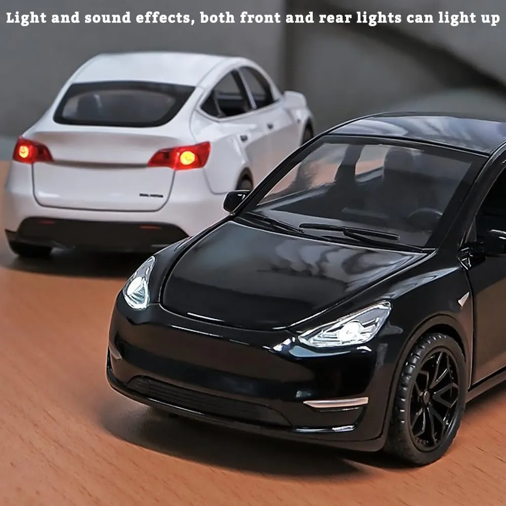 1/32 Scale Diecast Car Model Y, Zinc Alloy Model Y Toy Car Pull Back Vehicles with Sound and Light, Model Y Model Car Model Y Replica Toy for Collectors & Kids 3  Years Old Birthday Gift