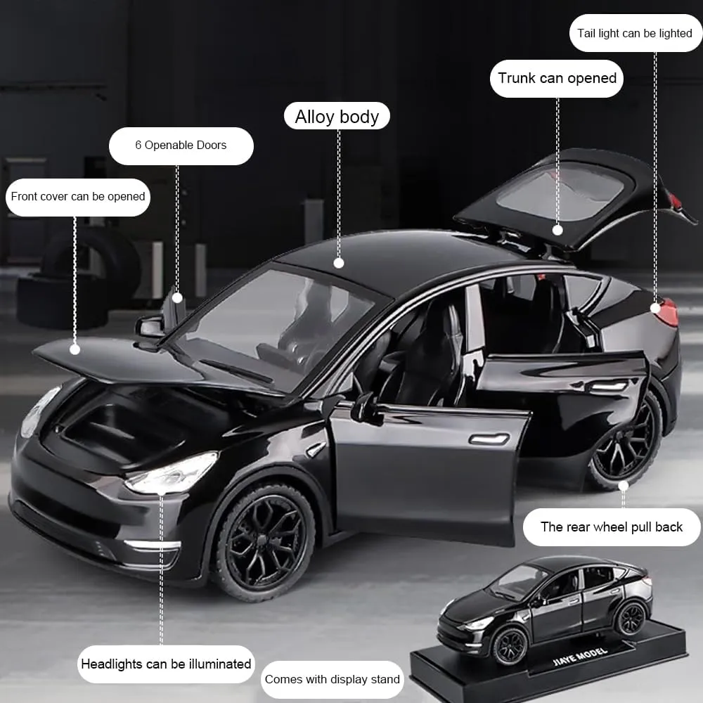 1/32 Scale Diecast Car Model Y, Zinc Alloy Model Y Toy Car Pull Back Vehicles with Sound and Light, Model Y Model Car Model Y Replica Toy for Collectors & Kids 3  Years Old Birthday Gift