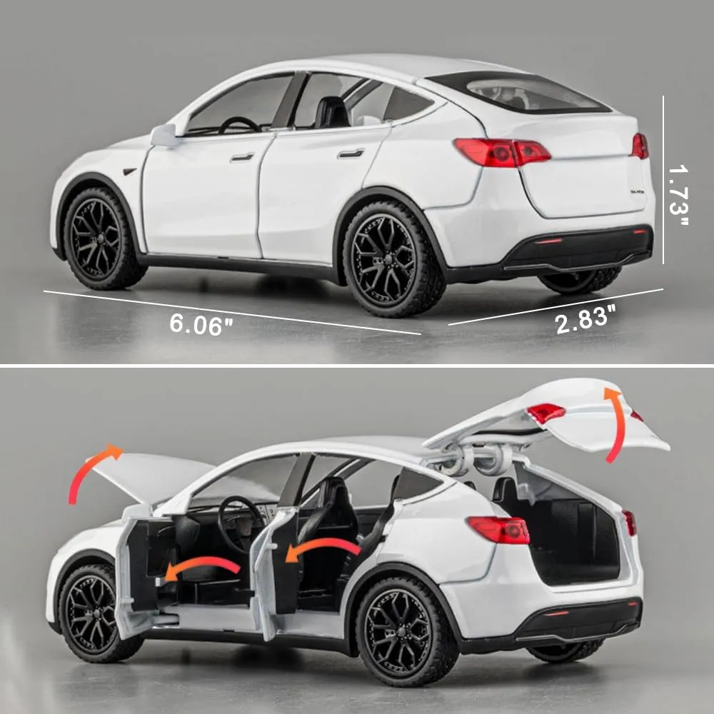 1/32 Scale Diecast Car Model Y, Zinc Alloy Model Y Toy Car Pull Back Vehicles with Sound and Light, Model Y Model Car Model Y Replica Toy for Collectors & Kids 3  Years Old Birthday Gift