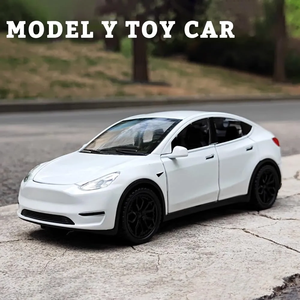 1/32 Scale Diecast Car Model Y, Zinc Alloy Model Y Toy Car Pull Back Vehicles with Sound and Light, Model Y Model Car Model Y Replica Toy for Collectors & Kids 3  Years Old Birthday Gift