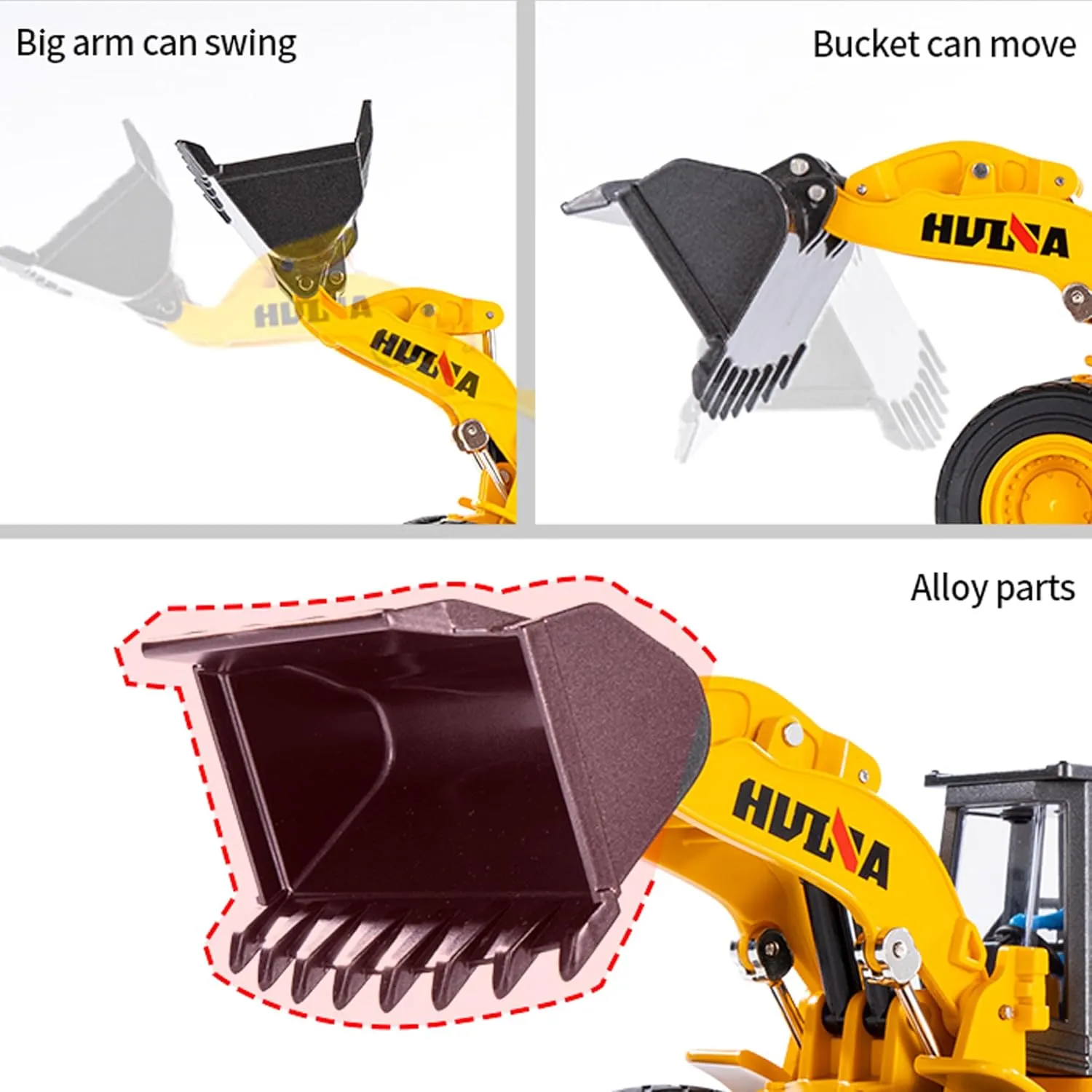 1/35 Large Wheeled Loader Heavy Duty Construction Metal Bulldozer, Loder Vehicle Toys for Kids, Outdoor Sandbox Car Toys, Birthday Gift Toddler Boy Kid.