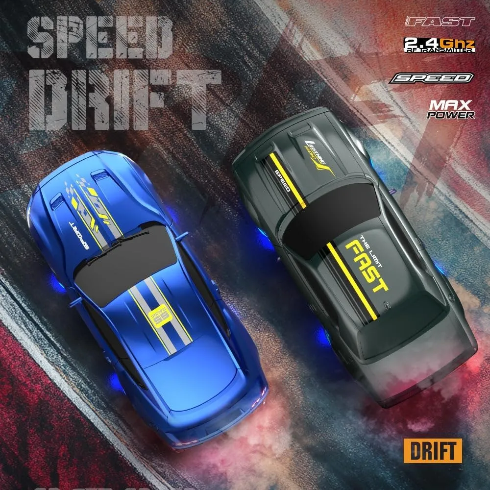 1/43 Scale Mini RC Drift Car, 2.4G Full-Proportional Electric RC Drift Racing Car Model with LED Lights, Remote Control Vehicle Toy Gift (NO.8501)