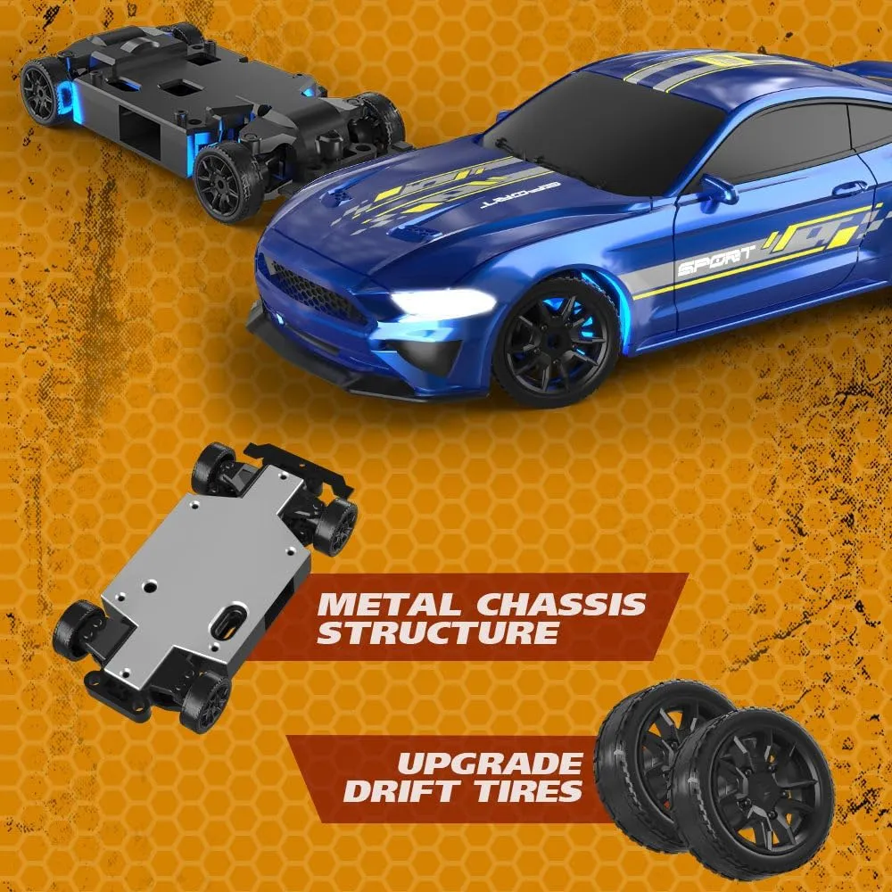 1/43 Scale Mini RC Drift Car, 2.4G Full-Proportional Electric RC Drift Racing Car Model with LED Lights, Remote Control Vehicle Toy Gift (NO.8501)