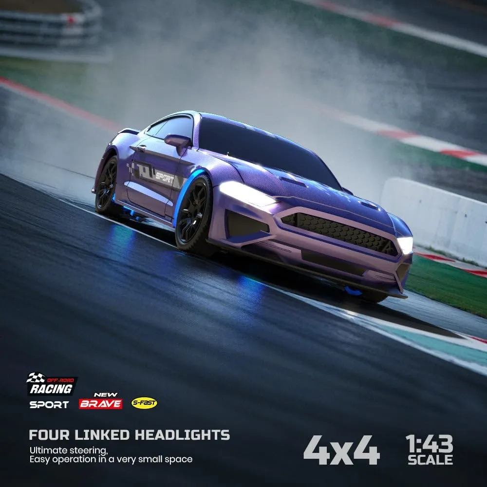 1/43 Scale Mini RC Drift Car, 2.4G Full-Proportional Electric RC Drift Racing Car Model with LED Lights, Remote Control Vehicle Toy Gift (NO.8501)