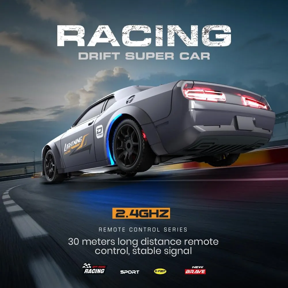 1/43 Scale Mini RC Drift Car, 2.4G Full-Proportional Electric RC Drift Racing Car Model with LED Lights, Remote Control Vehicle Toy Gift (NO.8501)