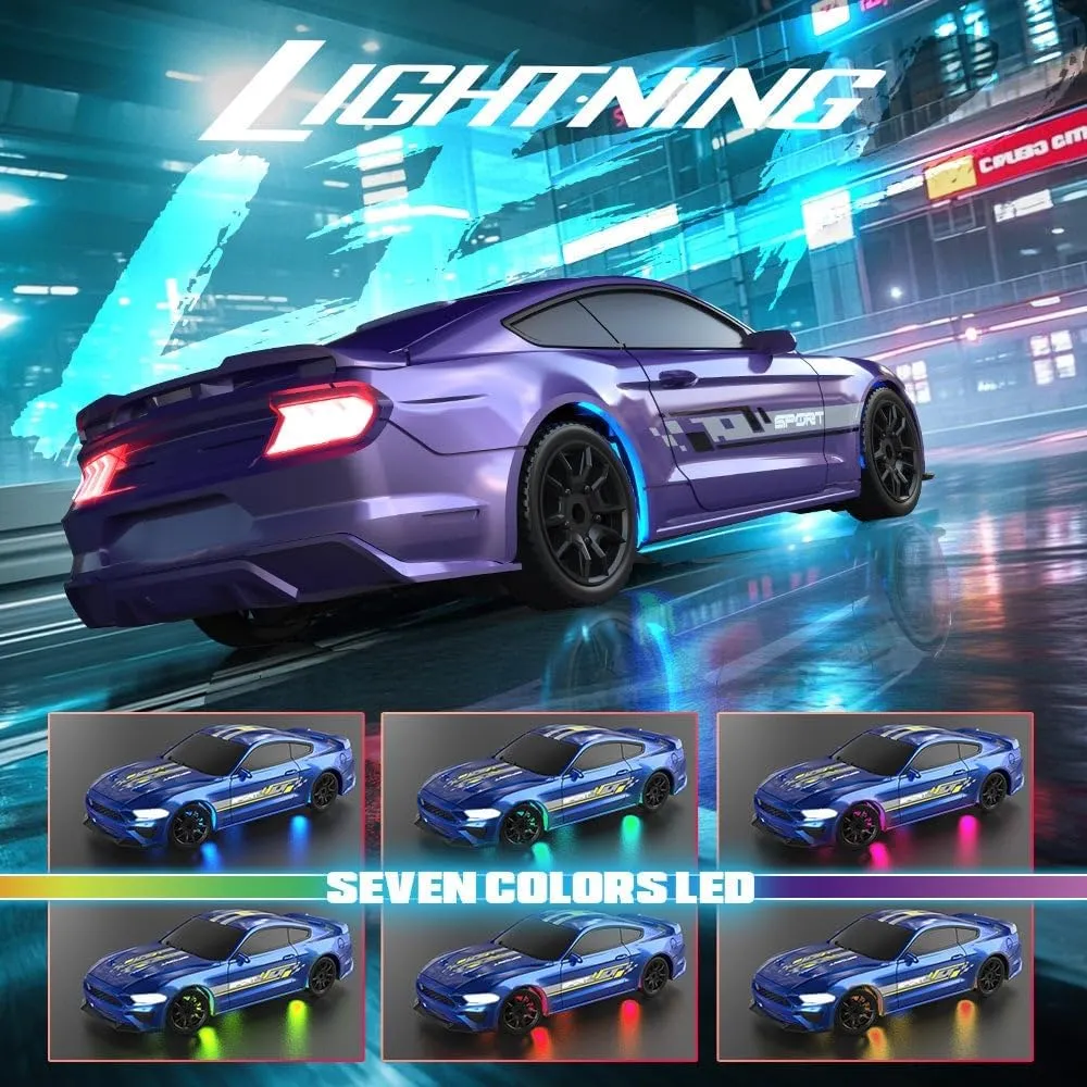 1/43 Scale Mini RC Drift Car, 2.4G Full-Proportional Electric RC Drift Racing Car Model with LED Lights, Remote Control Vehicle Toy Gift (NO.8501)