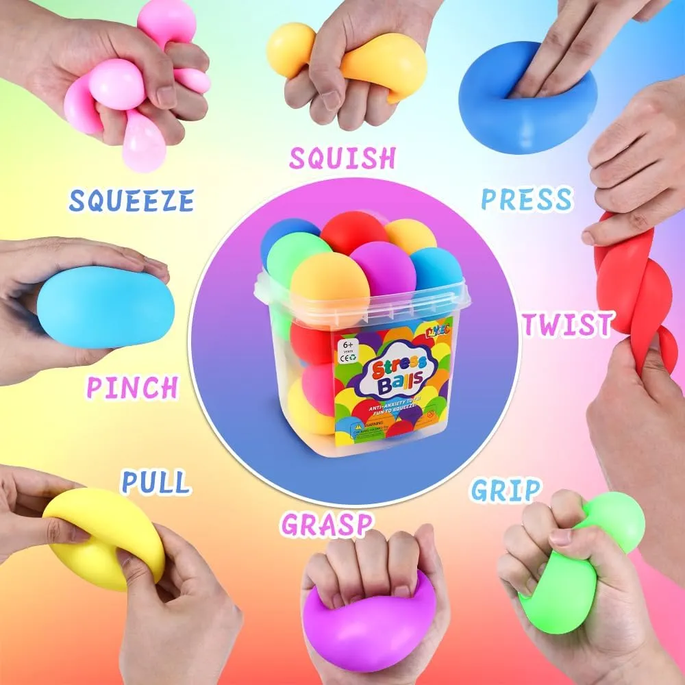 16pcs Stress Balls Toys 2.36 inches Slow Rising Squishy Sensory Balls for Adults Stress Relief Squeeze Stretch Fidget Balls for Kids Party Favor Goodie Bag Stuffers