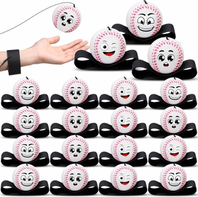 18 Pcs 6/12/18Pcs Wrist Return Balls Baseball on a String Face Baseball Return Sport Balls with Elastic Strap Wrist Exercise for Adults for Fun Outdoor Activity Sports Team Gifts