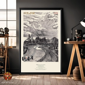 1936 Nürburgring Grand Prix Art Print | Bernd Rosemeyer Auto Union Ink & Watercolor Wall Art | Classic Motorsport Poster | Best Home & Office Décor Gift for Race Fans