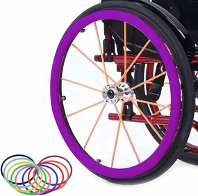 1Pair Wheelchair Push Rim Covers, 22/24Inch Silicone, Non-Slip, Purple, 24in