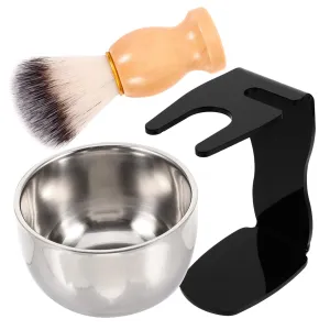 1set Beard Shaving Tool Complete Shaving Brush Foaming Bowl Kit Holder for Men Convenient Beard Care and Cleaning
