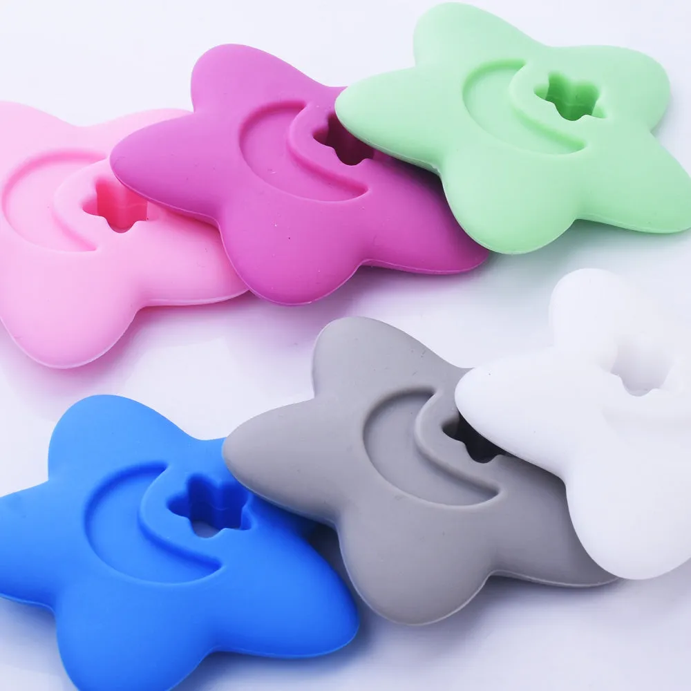 2 1/2" Star Moon silicone teether teething toy baby teether pendant 100% Food Grade DIY necklace 1pcs 102570