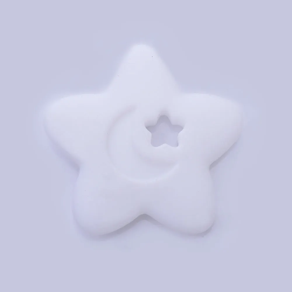 2 1/2" Star Moon silicone teether teething toy baby teether pendant 100% Food Grade DIY necklace 1pcs 102570