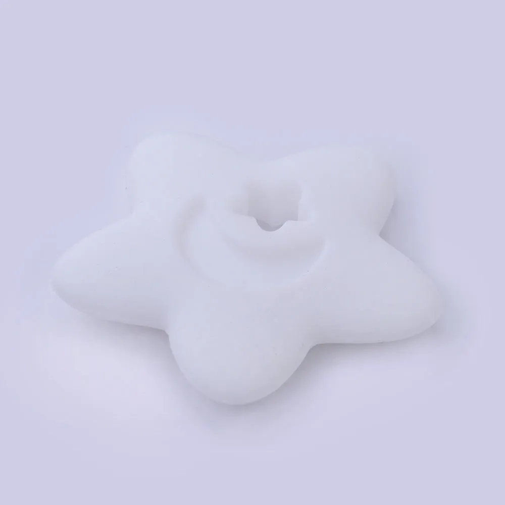 2 1/2" Star Moon silicone teether teething toy baby teether pendant 100% Food Grade DIY necklace 1pcs 102570