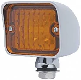 (2) Amber 6 LED Hot Rod Classic Car Park Turn Signal Lights/Chrome Metal Base
