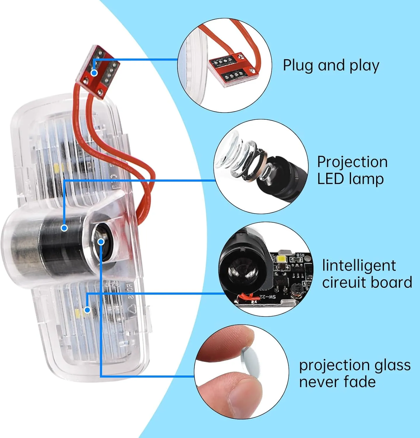 2 Pack LED Car Door Projector Courtesy Lights Ghost Shadow Welcome Lamp Accessories Compatible with Honda Pilot 2009-2024 2025 accessories