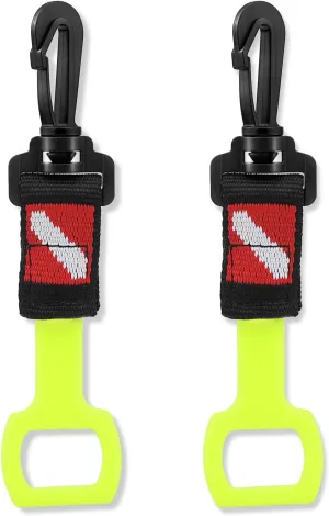 2 Pack Scuba Diving Regulator Octopus Holder, Octopus Mouthpiece Retainer with Spring Clip, Dive Flag Webbing and Silicone Ring, 2nd Stage Regulator Keeper for Divers and Snorkelers