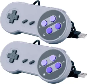 2 Packs USB Controller for Super NES SNES, USB Famicom Controller Joypad Gamepad for Laptop Computer Windows PC/MAC/Raspberry Pi