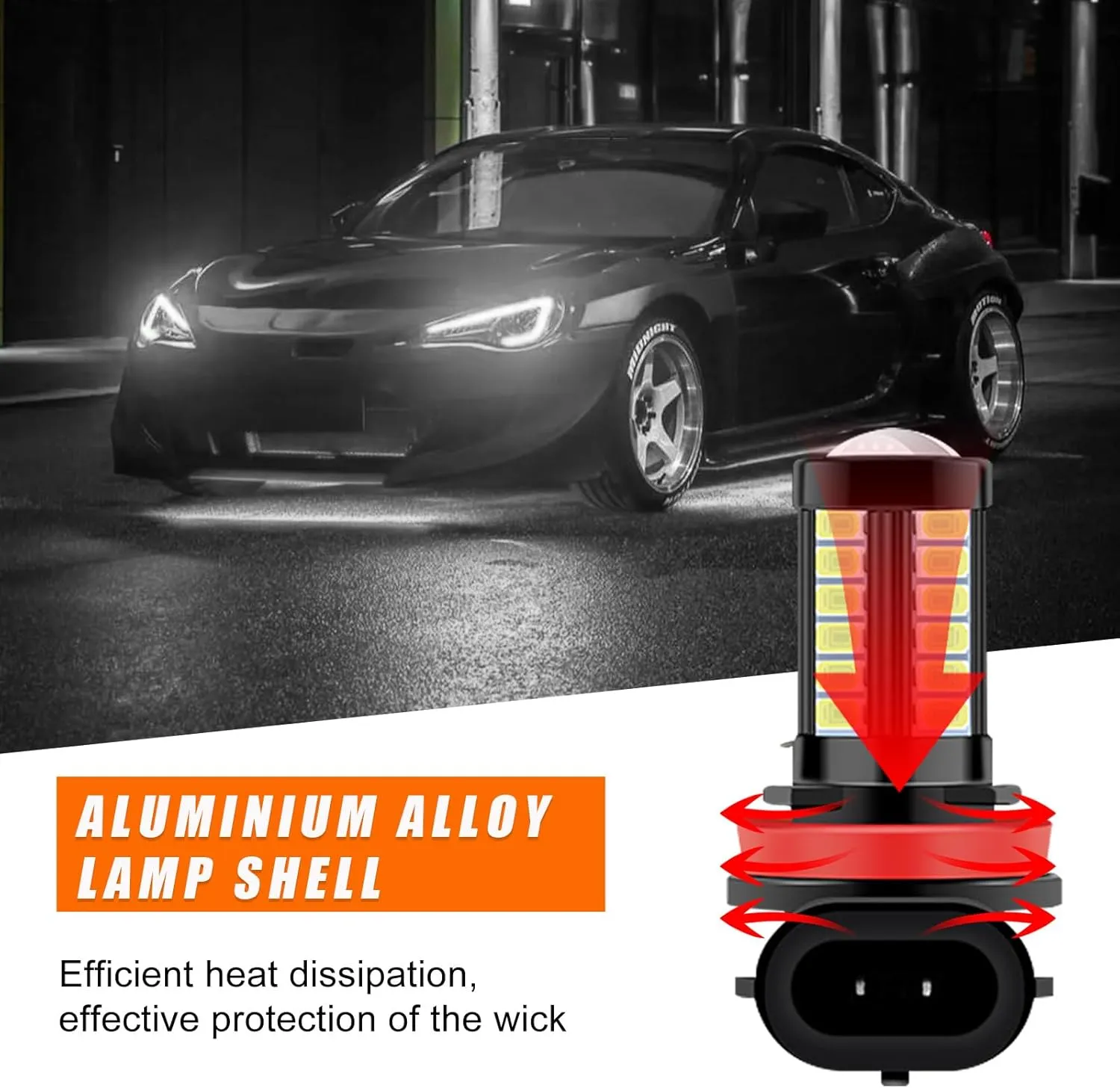 2 PCS H8 H11 LED Fog Light Bulbs, 12V Plug and Play Car Fog Lights, High Bright H8 H11 LED Chips Fog Lamps Replacements for Most Cars, Trucks, SUVs, Car Accessories (White)