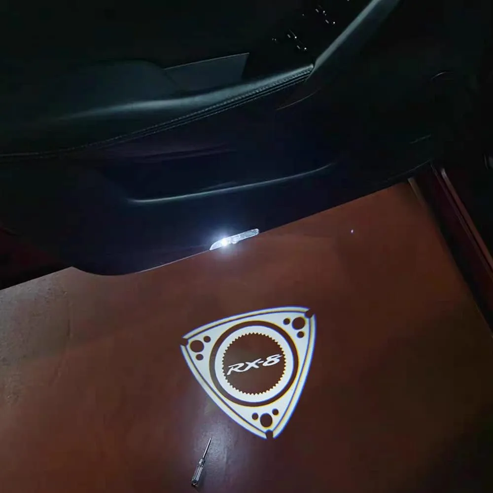 2 Pcs RX8 Welcome Light Car Door Projection LED Door Shadow Light Puddle Lights Compatible for RX8 Accessories