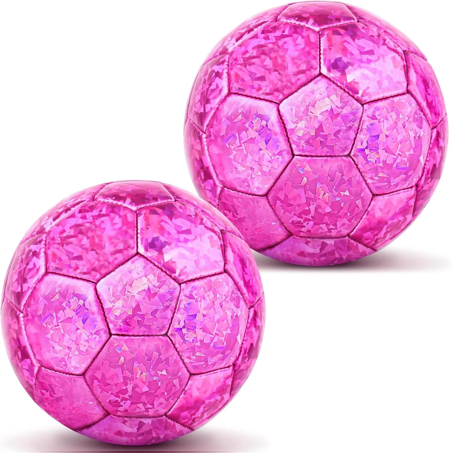 2 Pcs Sparkling Pink Size 2 Toddler Mini Kids Indoor Small Training Soccer Ball for Boys Girls Outdoor Gift Grass Practice Sport