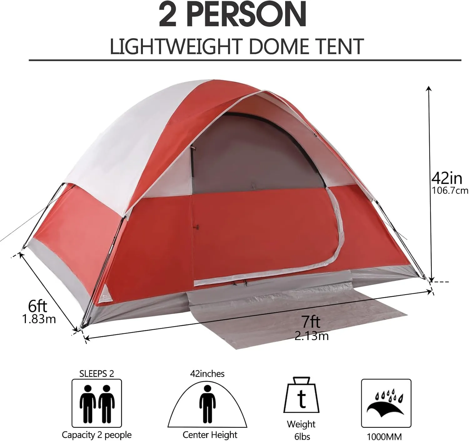 2 Person Backpacking Tent,Portable Lightweight Waterproof Windproof Easy Setup Backpacking Tent,Great for Camping Hiking Mountaineering
